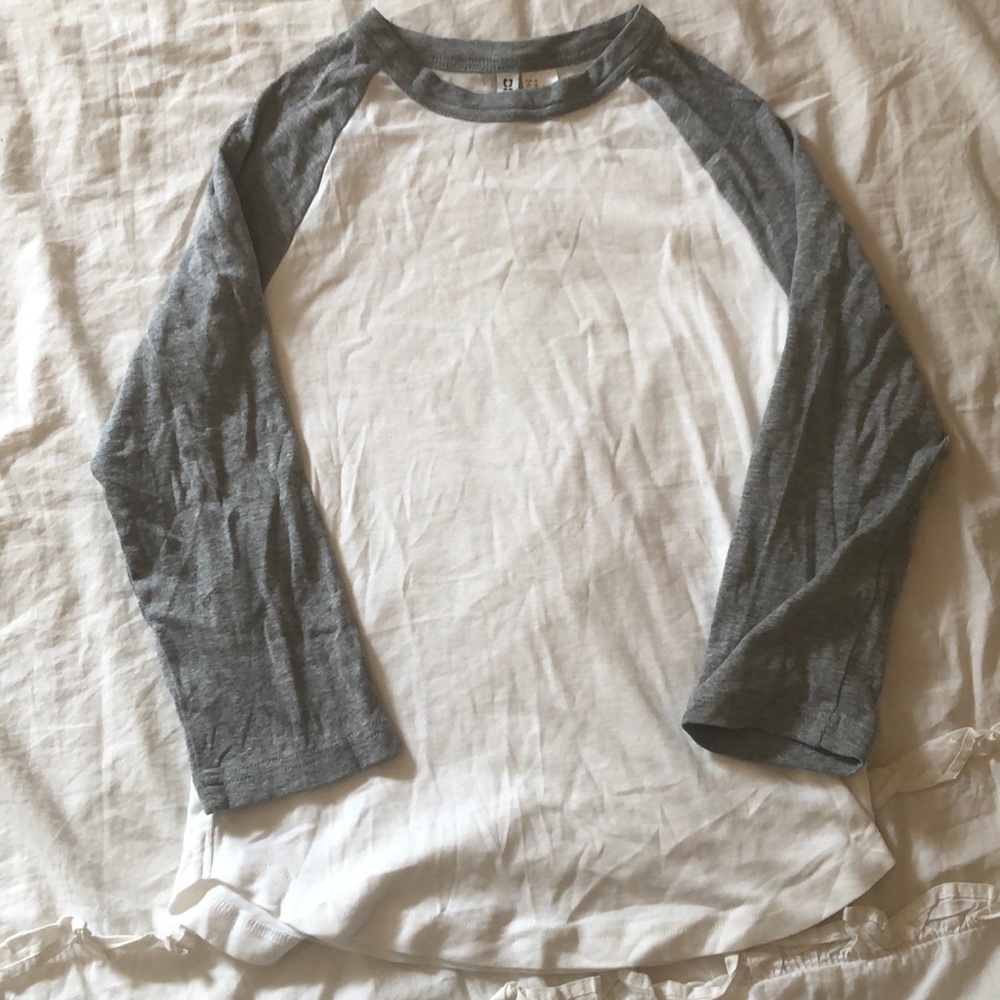 White and gray baseball style tee